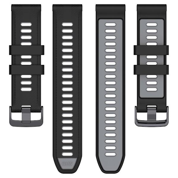 22mm Twill Tvåfärgat Armband i Silikon för Garmin Forerunner 965/955/945/935/745 Black Grey