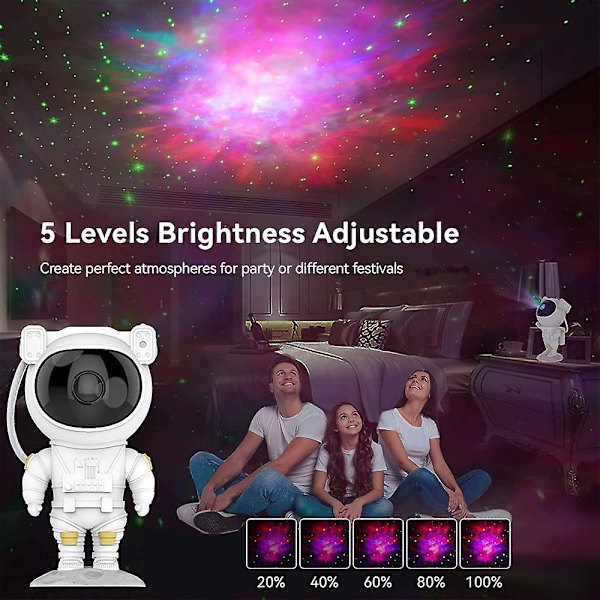 Astronaut Ljusprojektor, Stjärnprojektor Galaxy Nattlampa För Barn, Astro Starry Nebula Led-lampa För Sovrum Med Timer Och Fjärrkontroll För Vuxna