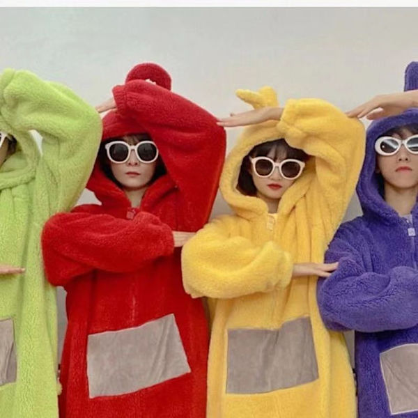 Unisex Teletubbies Kostymer Disi Onesies Lala Cosplay Pyjamas Vuxna Pyjamas Djur Sovkläder Jumpsuit gul S