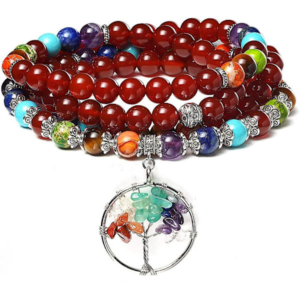 108 Mala-bönepärlhalsband Chakra-pärlad omslagsarmband Tröjhalsband
