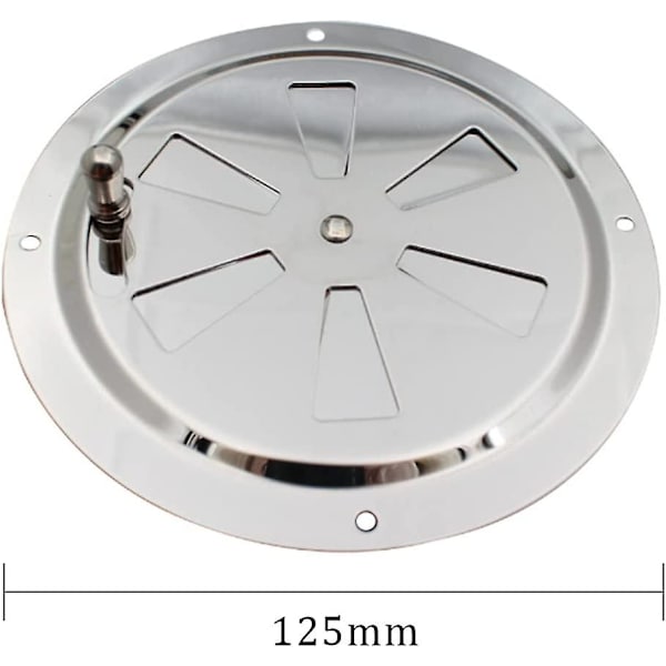 Pyöreä ilmanvaihtoritilä, säädettävä ilmanvaihtoaukko ruostumatonta terästä, ilman sisääntulo ja poisto 125mm
