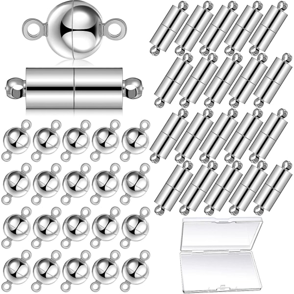 40 stycken Smycken Magnetiska spännen Kolumn runda magnetiska spännen Magnetiska spännanslutningar Magnetarmbandsförlängare Magnetlåslås för armband