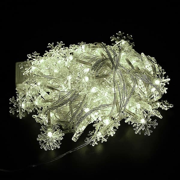 Jule Snefnug Lys Kæde, 100 LED Sammenkoblelige Julelys White