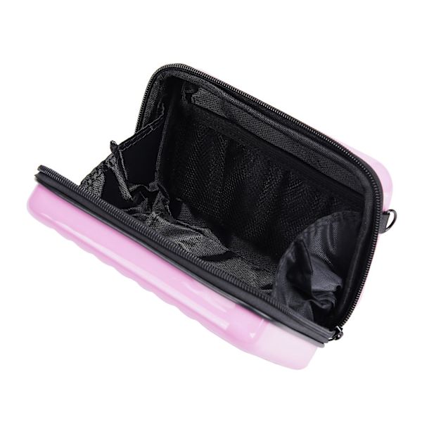 BAELLERY N1203 Mini Resväska Hård Skal Makeup Väska ABS+PC Bärbar Kosmetika Telefon Crossbody Väska Pink