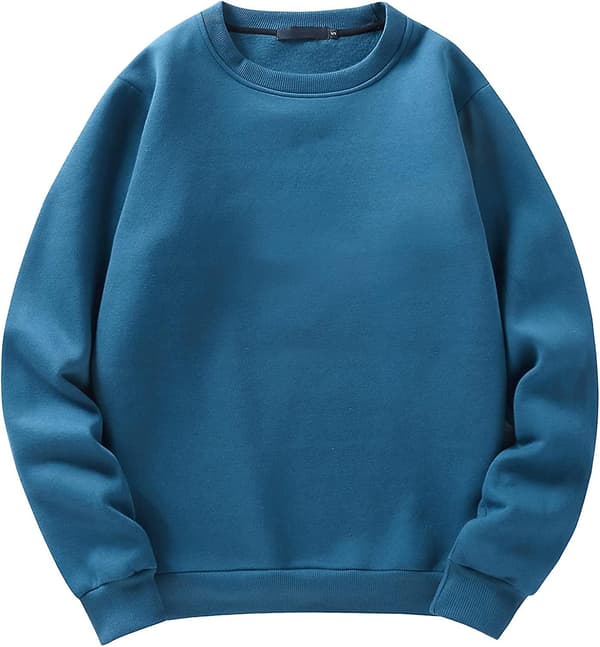 Herr Crew Neck Sweatshirt Fleece Fodrad Vinter Varm Pullover Långärmad Toppar