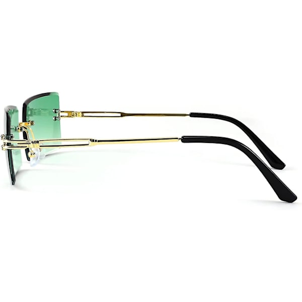 Heytea Vintage Rimless Solbriller Rektangel Rammeløse Candy Farve Briller Kvinder Mænd B2642