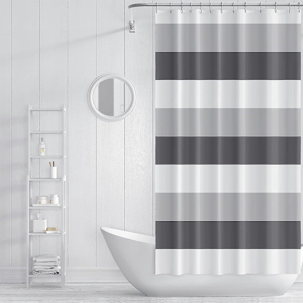 Bruseforhæng Grønt Skimmelsikkert Vandafvisende Fugle Blomster Badeværelse Grey Stripe