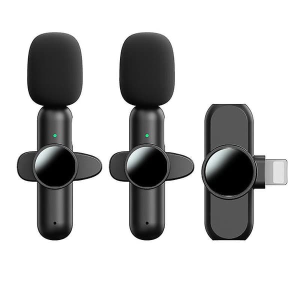 Trådløs Lavalier Mikrofon Bærbar Mini Lightning Lavalier Mic Sæt 2 Sender + Modtager