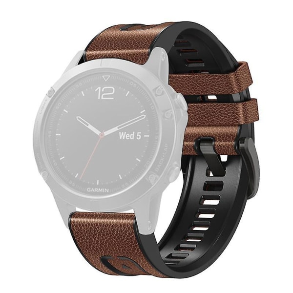 26 mm:n vaihtoranneke Garmin Fenix 7X -kelloon, pikakiinnitteinen nahkapäällysteinen silikoniranneke