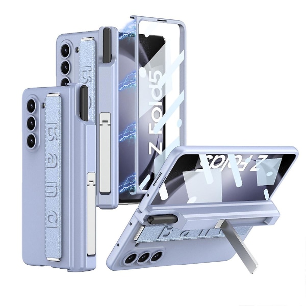 Z Fold 5 Case, Slim Pc Case För Samsung Galaxy Z Fold 5 med magnetiskt gångjärnsskydd, skärmskydd & armband Blue For Galaxy Z Fold 5