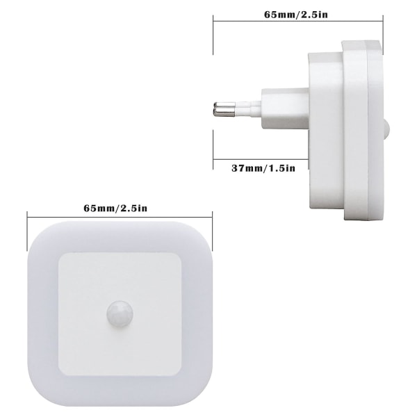 Nattlampa med LED, rörelsesensor, dimljus, automatisk/på/joint energistickkontakt, PIR-sensor, riktningsljus, varmt vitt, barn