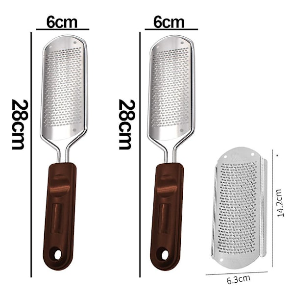 2 Fotrasper i metall (fotfil) + 1 gratis erstatningsblad 2 brown handle * 1 file small hole