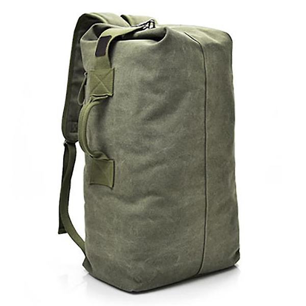 Mäns Canvas Ryggsäck Resväska Axelväska för Utomhus Resor Vandring, Storlek L: 55x30x20cm Army Green