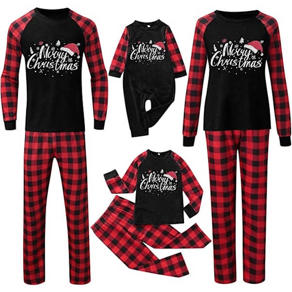 Familjematchande Pyjamas Rutiga O-Hals Roliga Tryckta Julpyjamas Bekväma Anime-Pyjamabyxor Lösa Pyjamas De Navidad Dad 3XL