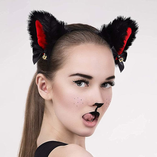 Kissankorvat Panta Puku Hiukset Vanne Meikki Tyttö Pehmoinen Turkis Neko Korvat