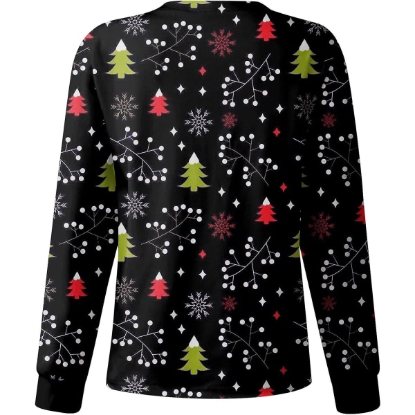 Kvinnors Skrubbjacka Tryckt Jul Tryckta Skrubbjackor För Kvinnor Höst Skrubbtoppar Jul Grafisk Sjuksköterskejackor 3XL C