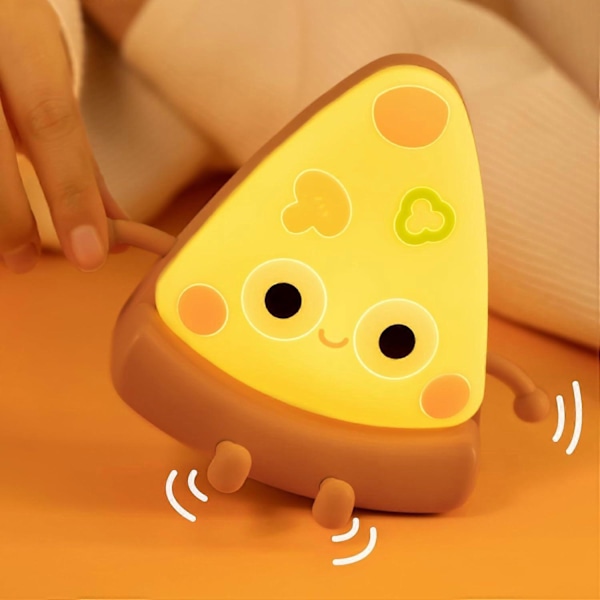 SBSG Söpö Pizza Yövalo, Pehmeä Silikoni LED Kosketuslamppu Lapsille, Kannettava Yövalo Himmennettävällä Ajastimella, Kawaii Makuuhuoneen Yöpöydälle
