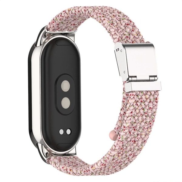 För Xiaomi Smart Band 8 flätat nylon watch Justerbart spänne elastiskt band Bright Pink