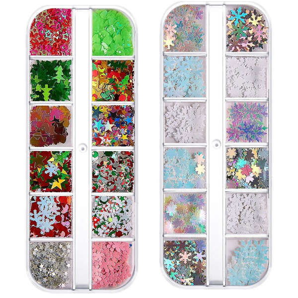 Färgade paljetter Nails Art, Glitters Thin Paillette Flakes Stickers, Christmas Nail Decals style 5
