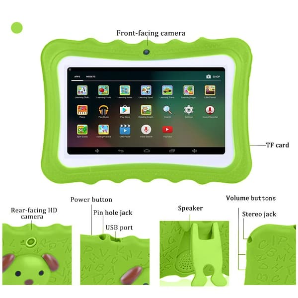 7\" Børne Tablet Android Tablet Pc 8 Gb Rom 1024 * 600 Opløsning Wifi Børne Tablet Pc Grøn