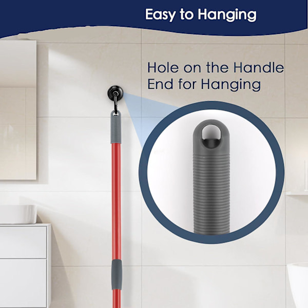 Spin Mop -varren vaihto-osa, yhteensopiva O-Ceda Spin Mop -moppien ja -ämpäreiden kanssa, 4-osainen 76 cm - 147 cm moppivarsi, moppikeppi lattianpesuun - GSLA