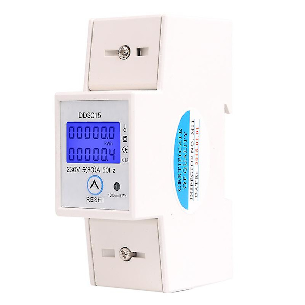 1 stk. 5-80a 230v 50hz Enkeltfaset Energimåler LCD Baggrundsbelysning, dds015 Din Skinne Montering Kwh Måler (230v 5-80a 50hz)