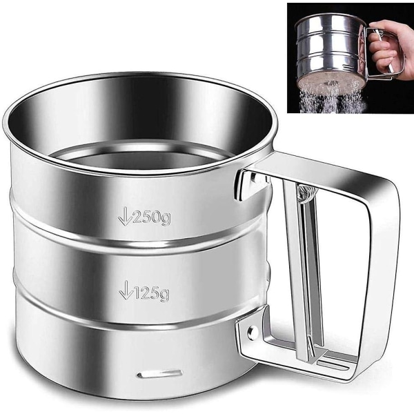 Enhands rostfri florsocker-shaker florsocker-sil kökredskap