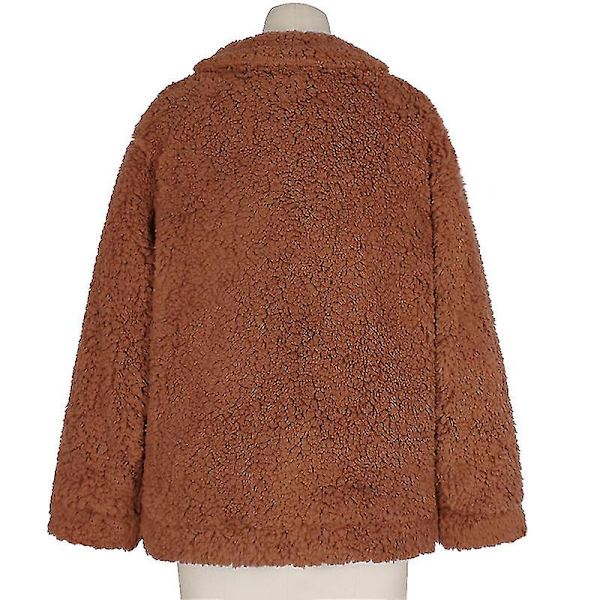 Dame Bjørn Fleece Jakke Frakke Lynlås Overtøj Brown M