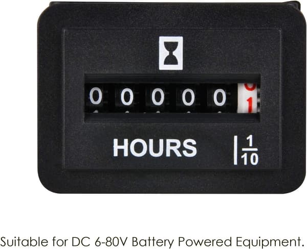 JR-HM001 Snap-in Mekanisk Timetæller Rektangulær Timetæller til DC 6V til 80V Strømudstyr