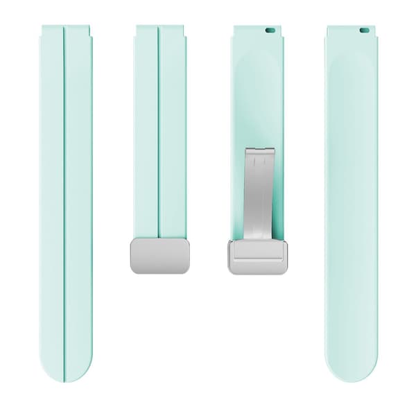 För Keep B4/Huawei Watch Fit Mini klockarmband 16mm silikon handledsrem, silver fällbart spänne Light Green