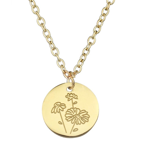 Runt mynt halsband, titanstål snidade blommor, små hängen presenter style4