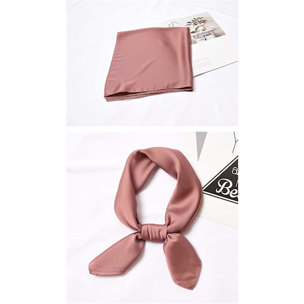 Womens Silk Like Solid Square Olaof Scarf Mode Satin Neck Hår Tie Band Pale Mauve
