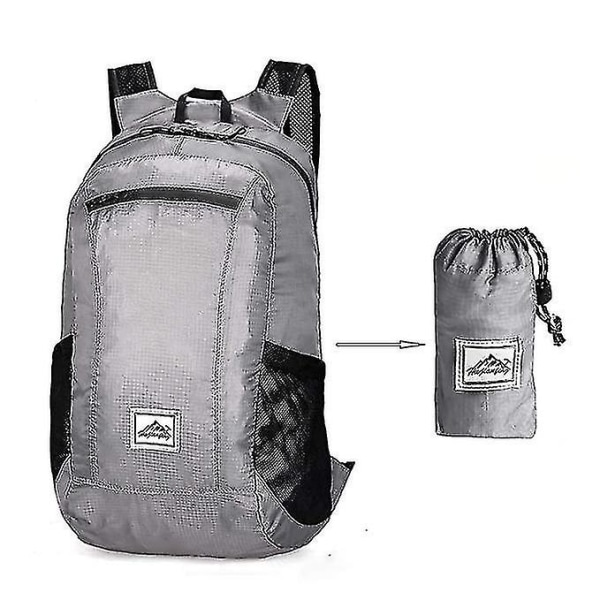 Outdoor Sport Daypack Bag, Ultralätt hopfällbar ryggsäck Packable ryggsäckar Grey