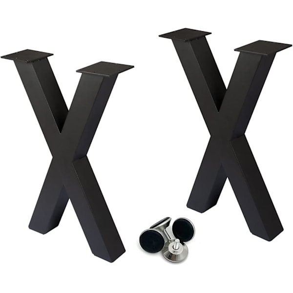 16 tum bänkben, X-formade metallben för soffbord, set om 2, svart 16 16