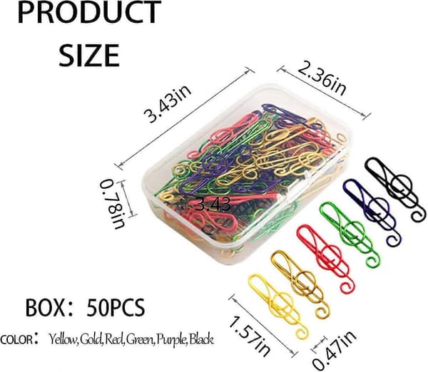 Musik Multifärgade Metall Pappersklämmor (100 ST) (50-pack)