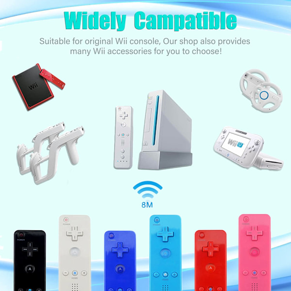 Fjernkontroll og Nunchuk for Wii, Fjernkontroll Plus for Wii med Motion Plus og Nunchuck, Fjernkontroll Joystick for Wii Remote Game
