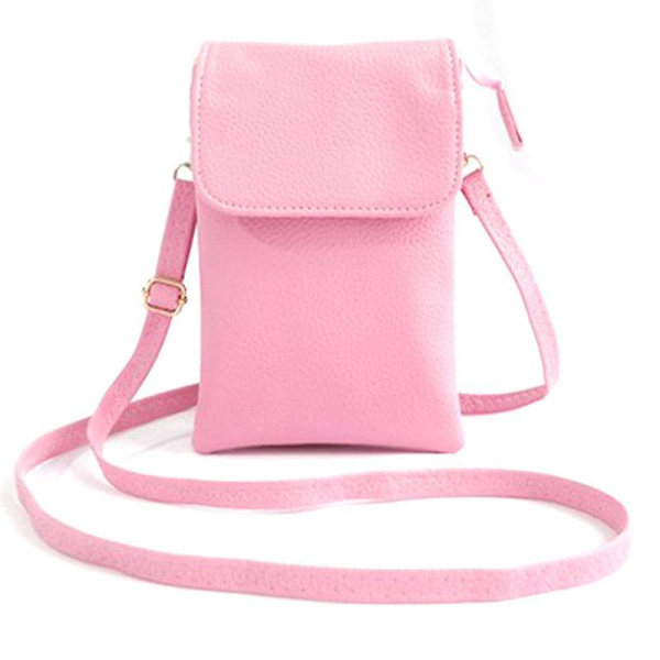 Retro PU-nahkainen olkalaukku pieni olkalaukku puhelimen säilytyspussi matkalaukku Pink Litchi Texture