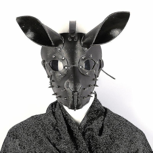Nitar Kanin Mask Cosplay Mask Halloween Påsk Nattklubb Fest Nitar Dekoration Punk Stil Pu Läder
