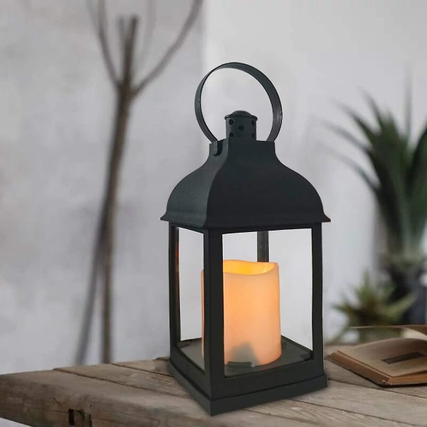 Dekorative lykter med timer, flammeløs lys med batteri for 11 timer utendørs og innendørs oppheng, lyktdekor for bryllup med plast og bronse H