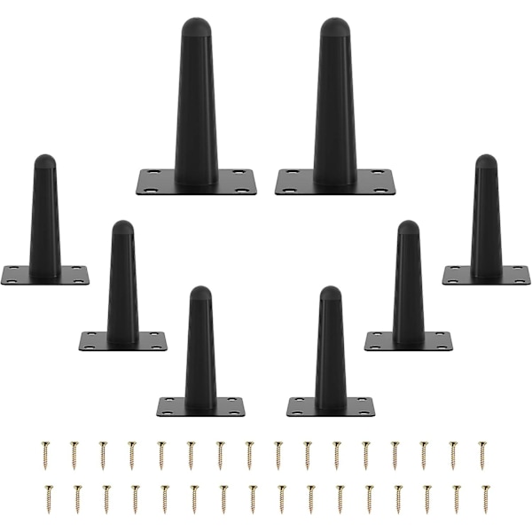 8 st 12 tums bordsben, raka koniska metallmöbelben svarta möbler i mitten av århundradet stolsfötter ersättningsben för soffa skåp soffbord stolsben Black 4 inch   10 cm