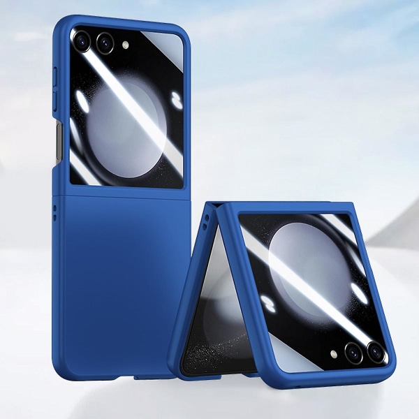 Z Flip 5 Clear Case, Slim Pc Skin Feel Shockproof Case Kompatibel med Samsung Galaxy Z Flip 5 med skärmskydd på baksidan Blue For Galaxy Z Flip 5