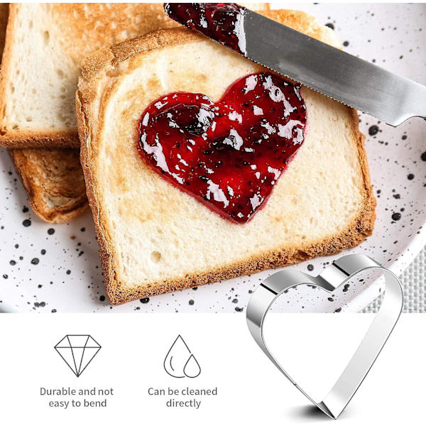 5 Stykker Hjerteformet Kageudstikker Sæt Valentins Kageudstikker Rustfrit Stål Hjerteudstikker Valentinsdag Gave Til Sandwicher, Kager, Småkager