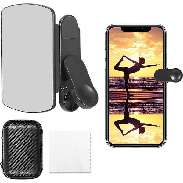 Smartphone Kamera Spejlrefleks Clip Kit, 2023 Ny Justerbar Telefon Refleks Kamera Clip, Rejse Selfie Spejlrefleks Clip Kit, Spejlrefleks Black