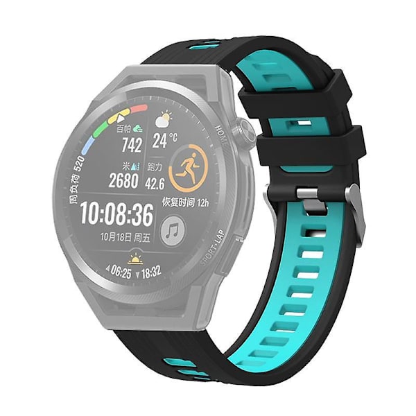 20mm Silikon Sportrem For Samsung Galaxy Watch6 40/44mm/Watch 4/5 40/44mm /5 Pro 45mm Dobbelt Farge Black  Cyan
