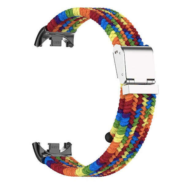 För Xiaomi Smart Band 8 flätad nylon klockarmband justerbart spänne elastiskt band Rainbow