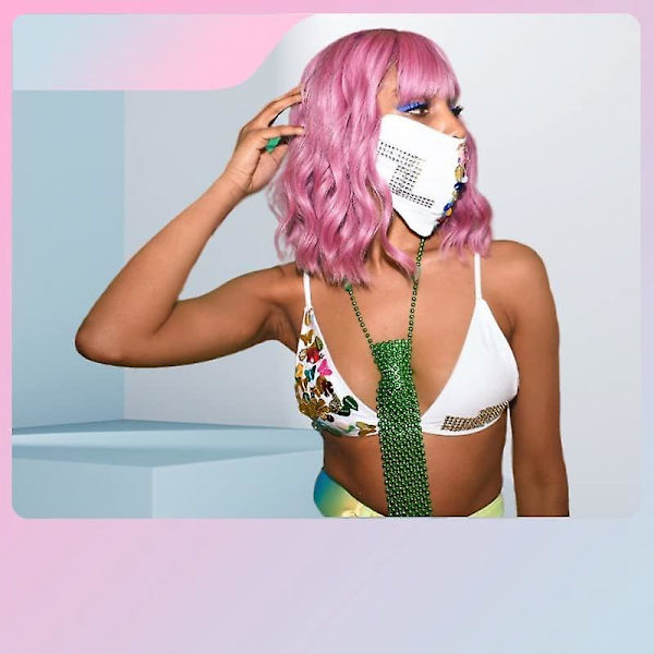 Pastellfärgad vågig peruk med luftlugg, kort lila rosa lockig axellång syntetisk peruk för dagligt bruk, färgglad cosplayperuk för tjejer