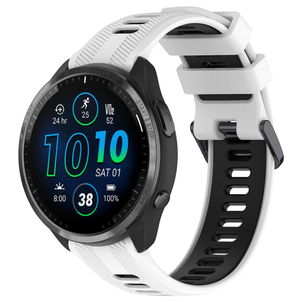 22mm Twill Tofarget Håndleddsrem Silikon Klokkereim For Garmin Forerunner 965/955/945/935/745 White Black