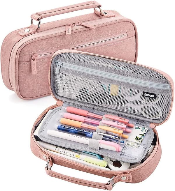 Pencilveske med stor kapasitet Pink