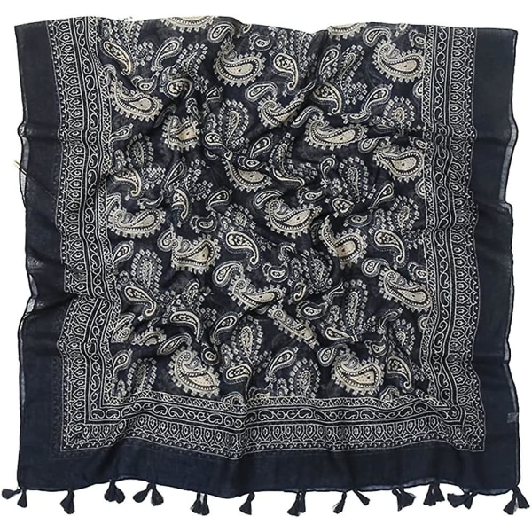 Dam Scarf Sjal Svart Paisley Med Acsergery En Vacker Lätt Wrap Lång Hals Loop Present