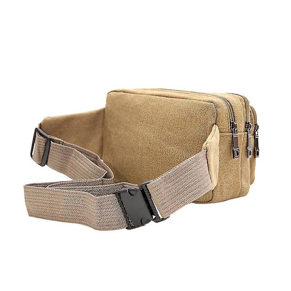 Bältesväska - 4 Canvas-fack Olika färger Khaki